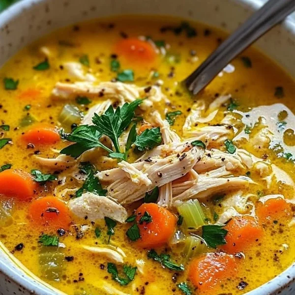 Sopa de pollo con zanahoria y hierbas
